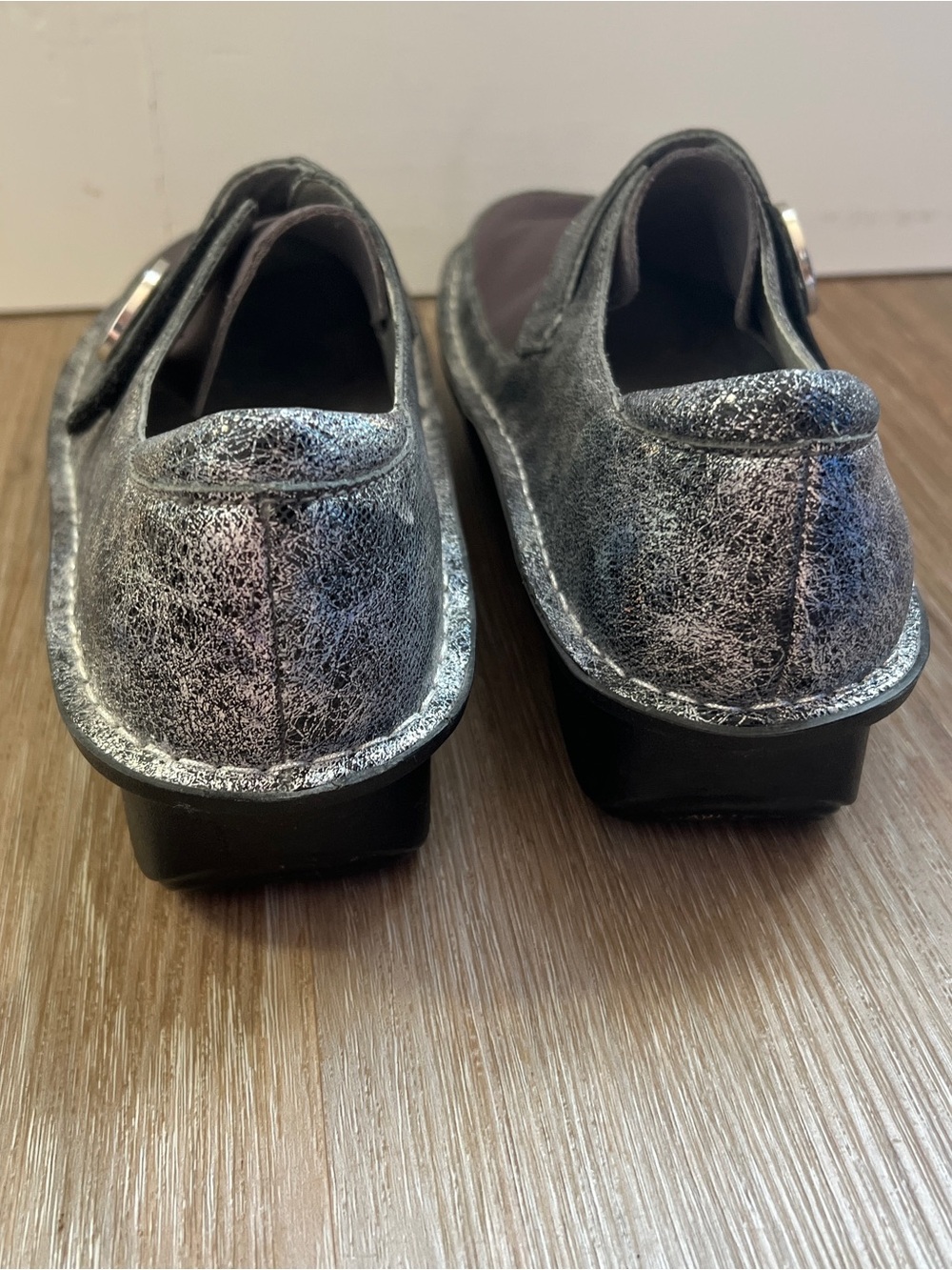 Alegria Brenna Metallic Silver black Mary Jane Comfort Shoes Women’s EU 38 - Picture 4 of 6